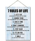 Inspirational Wood Art Signs - 7 Rules Of Life Wall Art Sign  Hanging Color 01