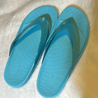 Crocs Women   s Blue Flip Flop Sandals Slip On Plastic Low Heel Us 8
