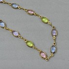 Link Anklet Bracelet Pastel Multicolor Open Back Bezel Rhinestones Dainty 10 