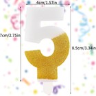 White Gold Glitter 5th Birthday Candles  Number 5 Candle  Cakes Candle  Candles