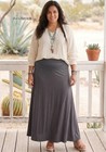 New Boho Plus Size Women s Fold Over High Waisted Gray Long Maxi Skirt Xl 1x