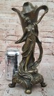 Western Art Deco Copper Bronze  Marble Dancers Plum Statue Sculpture Vase