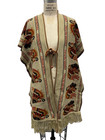 Vintage 1970s Mexican Cuauht  moc Aztec Inspired Knit Poncho Fringe Folk Cape