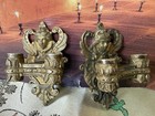 Antique Victorian Piano Sconce Pair Arm Gargoyle Gorgona Face Bronze Candlestick