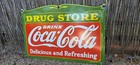 Vintage Coca Cola Drug Store Gas Station Porcelain Advertisement Sign 27  X 17 