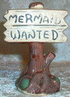 Vintage Mermaid Help Wanted Tree Stump Sign Fish Tank Ornament Decoration Figure