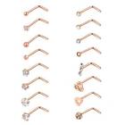 16pcs lot Cz Surgical Steel Nose Rings L Shaped Stud Body Piercing Jewelry 20g