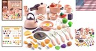 Kids Mini Play Kitchen Accessories 60pcs Pretend Cooking Set Pink
