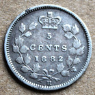 Canada 1882 H 5 Cent Coin -  925 Silver