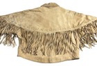 Vintage Lone Ranger Fringed Leather Jacket Women s M l Brown Western Boho Tassel