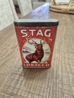 Vintage Stag Pocket Tobacco Tin  W  Tobacco Stamps  Empty  Nice