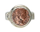 Ancient Roman Bronze Coin Large Solid 925 Sterling Silver Ladies Ring Size 6 25 