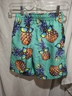 Boys Pineapple Print Swim Shorts Size 8 Green Elastic Waist Drawstring Pockets