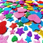 260 Pieces Colorful Glitter Foam Stickers Self Adhesive Stars Mini Heart Shapes