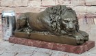  Pure Bronze Marble Statue Art Roar Majestic Lions Sculpture Figurine Figure