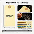 120pcs Manila Tags With Wire  4 3 4  X 2 3 8  Shipping Labels