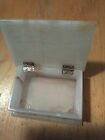 Vtg Onyx quartz Stone Jewelry Trinket Box Hinged Lid Vanity White