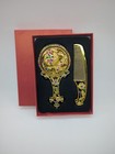 Vintage Look Women girls Fashion Hand Mirror And Comb Set In A Gift Box Gold