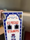 Vintage 1950s Wall Mounted Uncle Sam Us Postage Stamp Porcelain Vending Machine