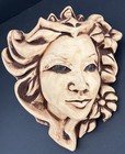Vtg 70   s Ceramic Wall Mask Candle Holder Face Sculpture Glowing Eyes Art Pottery