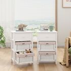 Wood Nightstand End Table Bedside Table W 2 Basket Drawer Storage Bedroom White