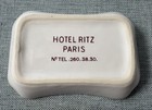 Vintage Hotel Ritz Paris 1960   s Blue   White Porcelain Jewelry Trinket Soap Dish