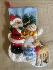 Bucilla Felt sequin Handmade Christmas Stocking   santa  Snowman  Rudolph-finished