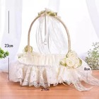 Large Flower Girl Basket Handwoven Swingable Lace Handle Satin Flower Bow