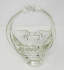 Art Glass Handled Basket Clear Flat Bottom Home D  cor Unsigned Unbranded 
