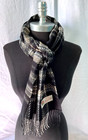100  Cashmere Winter Scarf Wrap Made In England Twill Plaid Black camel gray