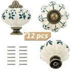 Ivory   Green Pumpkin Knobs 12 Pack Ceramic Cabinet Knobs Vintage Drawer Pull   