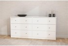 Contemporary 6 Drawer Double Dresser Engineered Wood White Finish 56 34  W X