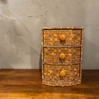 A Vintage Showa-era Decorative Storage Chest With Traditional Japanese Paper