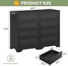 Black Dresser With 8 Drawers For Bedroom Wood Chest Of Drawers Storage Tower
