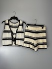 New Me Striped Crochet Knit 2-piece Set     Tie-front Vest   Shorts  Sz S  Nwt