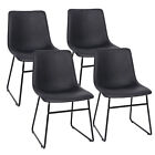 Set Of 4 Faux Leather Dining Chair Modern Side Chair For Pub Coffee Home Black