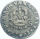 1702 Norway 8 Skilling Great Details Silver Scarce King Frederick Iv Genuine
