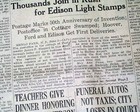 Thomas Edison Electric Light Golden Jubilee 2 Cent Stamp Issued 1929 Newspaper  