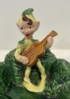Vintage Ceramic Pixie Elf Playing Guitar Ashtray Trinket Bowl Pottery