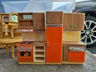 Vintage Lundby Dollhouse Kitchen Furniture Orange Yellow Mcm Miniatures 
