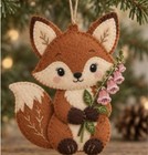 Diy Finn The Woodland Flower Fox  Embroidered   Sequin Felt Ornament Kit New