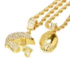 Mens Iced Out Cz Football Helmet   Ball Pendant 20 24 Inch Rope Chain Set Mhc20g