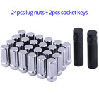 Chrome M14x1 5 Lug Nuts - 24pc Set  2  Tall  Fit For Silverado  Suburban  Avalan