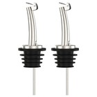 Stainless Steel Bottle Pourer Spout 2 Pack Rubber Stopper For Liquor Oil Wine