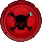 Frosted Red Glass Ashtray With Black Skull   Crossbones Design - 4 25  Diameter