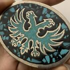 Vintage Southwestern Turquoise Eagle Silver Belt Buckle 