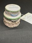 Vtg New Happy Birthday Cake Hallmark Porcelain Hinged Trinket Bezel Box