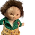 Vintage Soft Sculpture Boy Doll Brown Hair Green Shirt Corduroy Circus Overalls