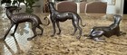 Set Of  3  Vintage Bronze Greyhound Dog  Sculpture Statues