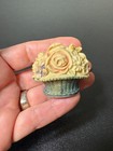 Vintage Celluloid Floral Basket Sewing Tape Measure